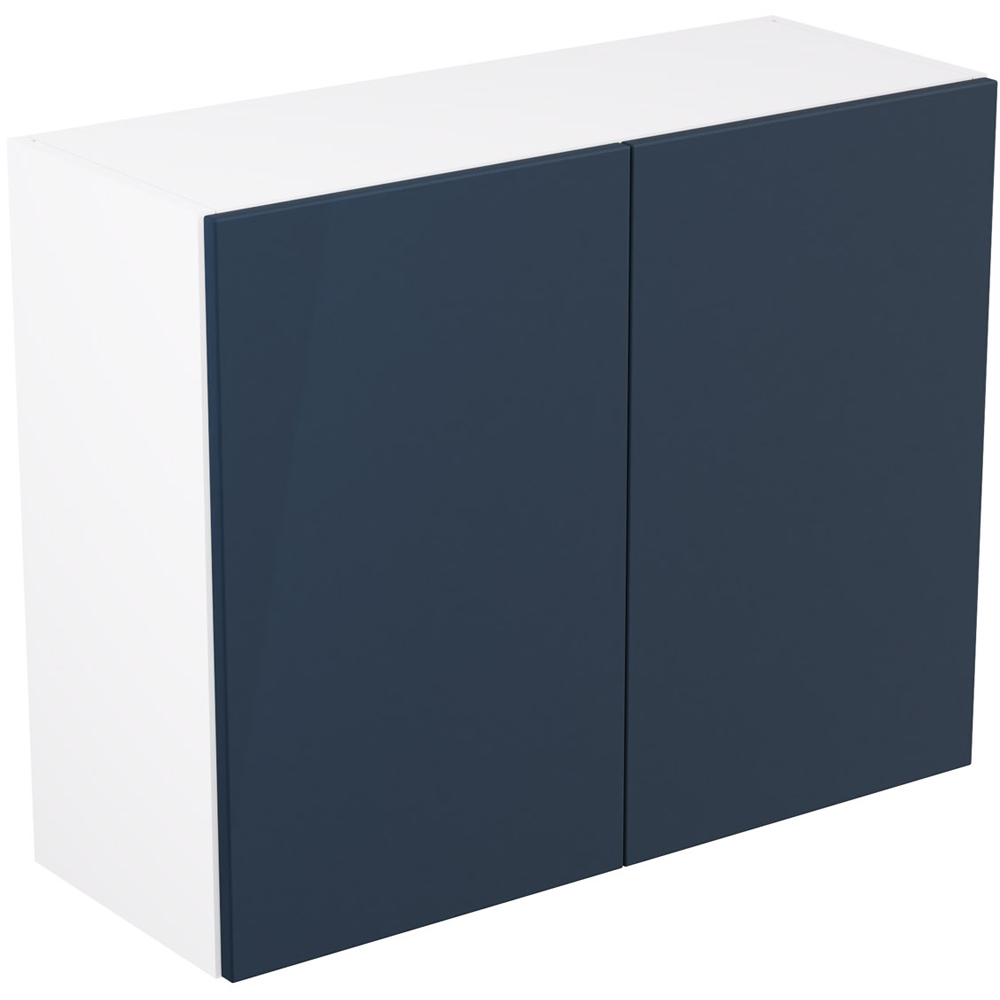 Kitchen Kit Slab Supermatt Blue Wall Kitchen Cabinet Flatpack 900mm Image 1