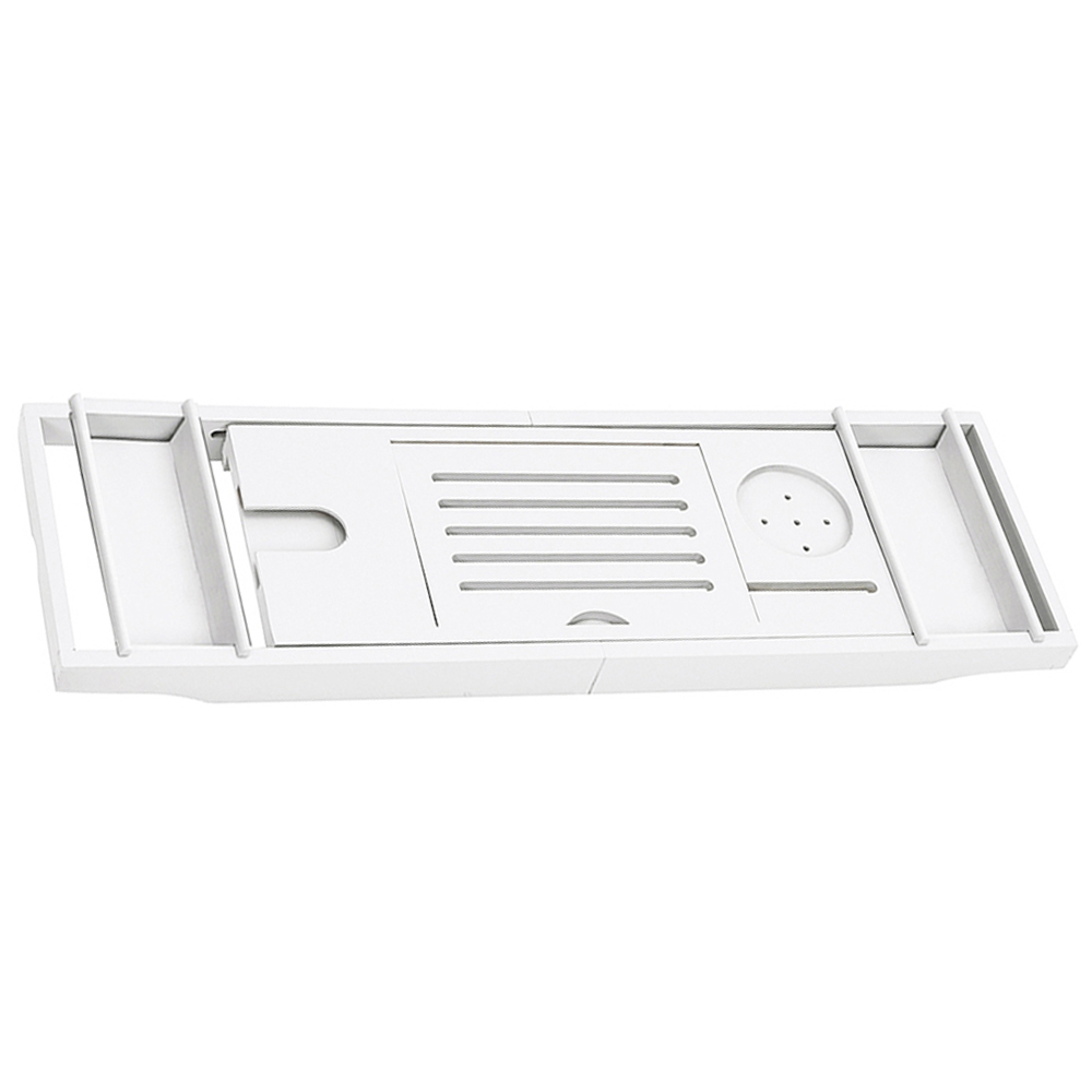 Living and Home White Bathtub Caddy Tray Image 1