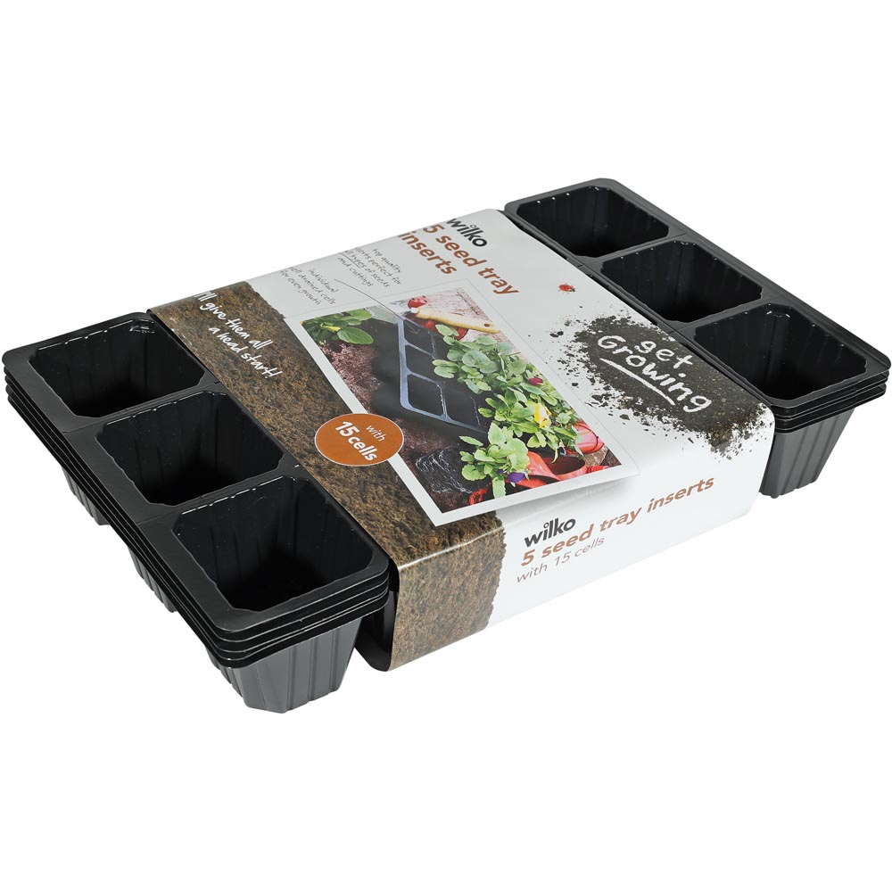 Wilko Black Seed Tray 15 Inserts 5 Pack Image 1