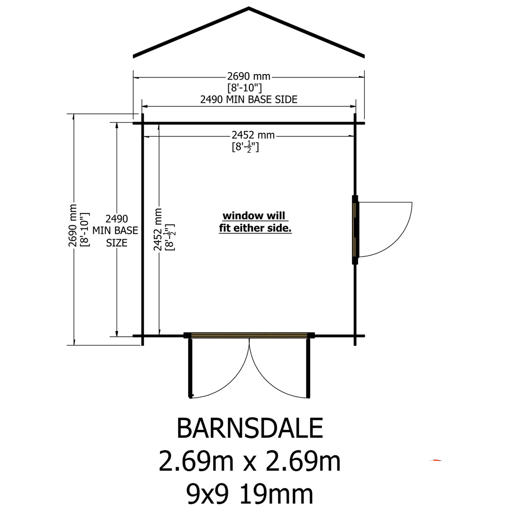 Shire Barnsdale 9 x 9ft Double Door Log Cabin Image 8