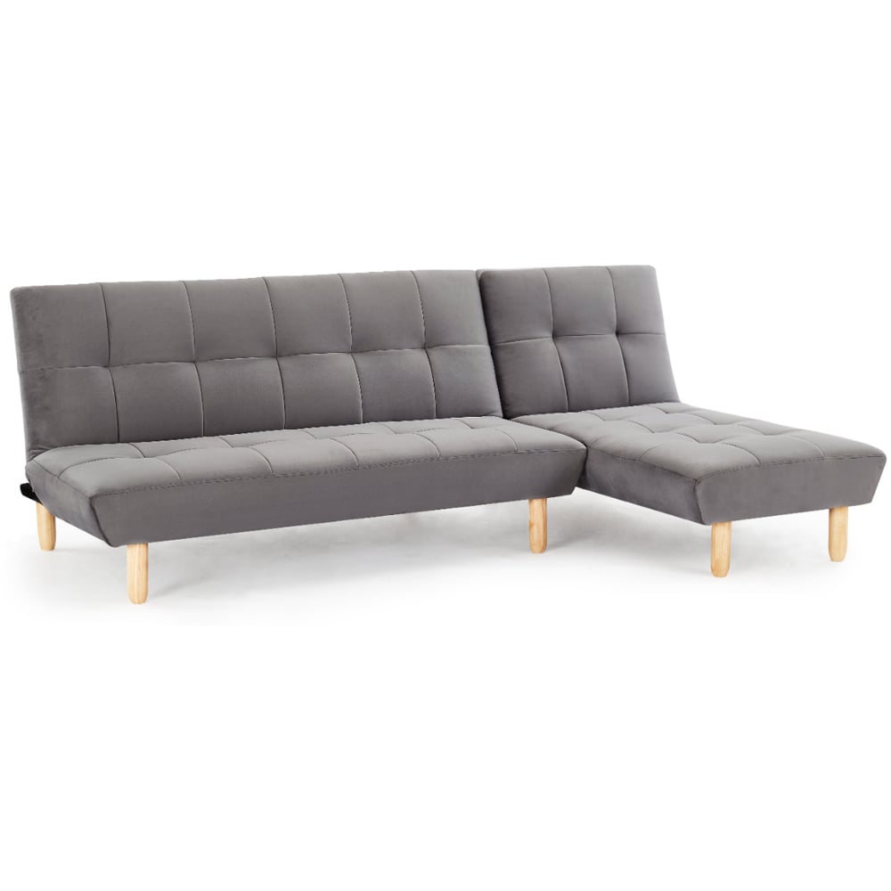 Home Detail Morgan Double Sleeper Grey Velvet Sofa Bed with Chaise Image 2