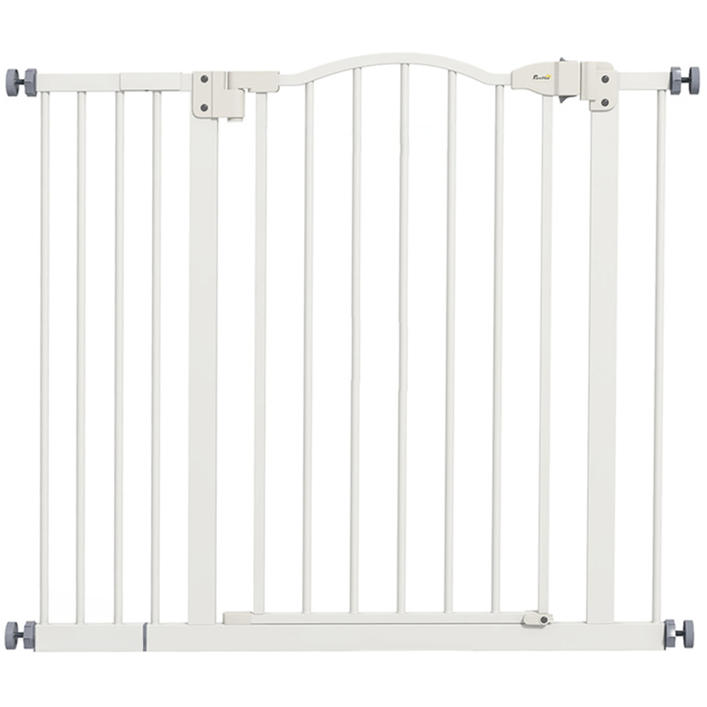 PawHut White 74-94cm Adjustable Metal Pet Safety Gate Image 1