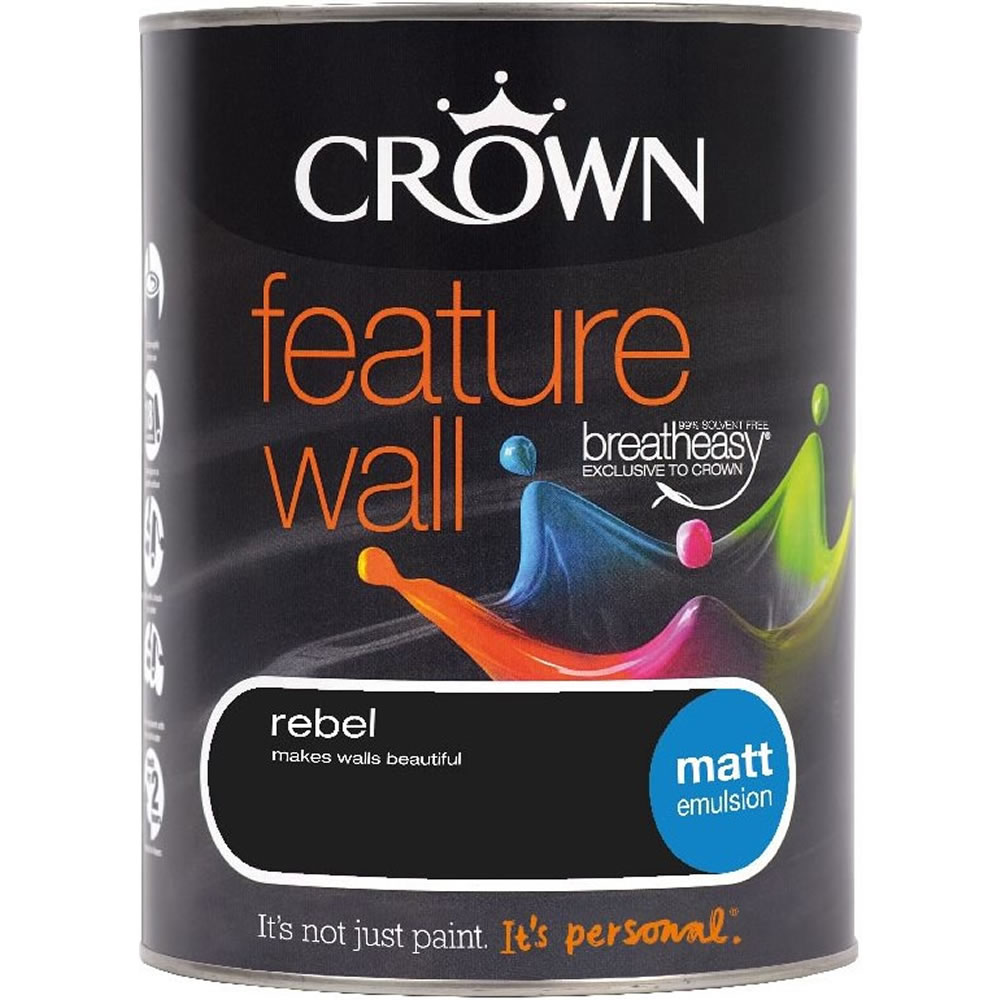 Crown Feature Wall Emulsion Paint Rebel 1.25L Image 1