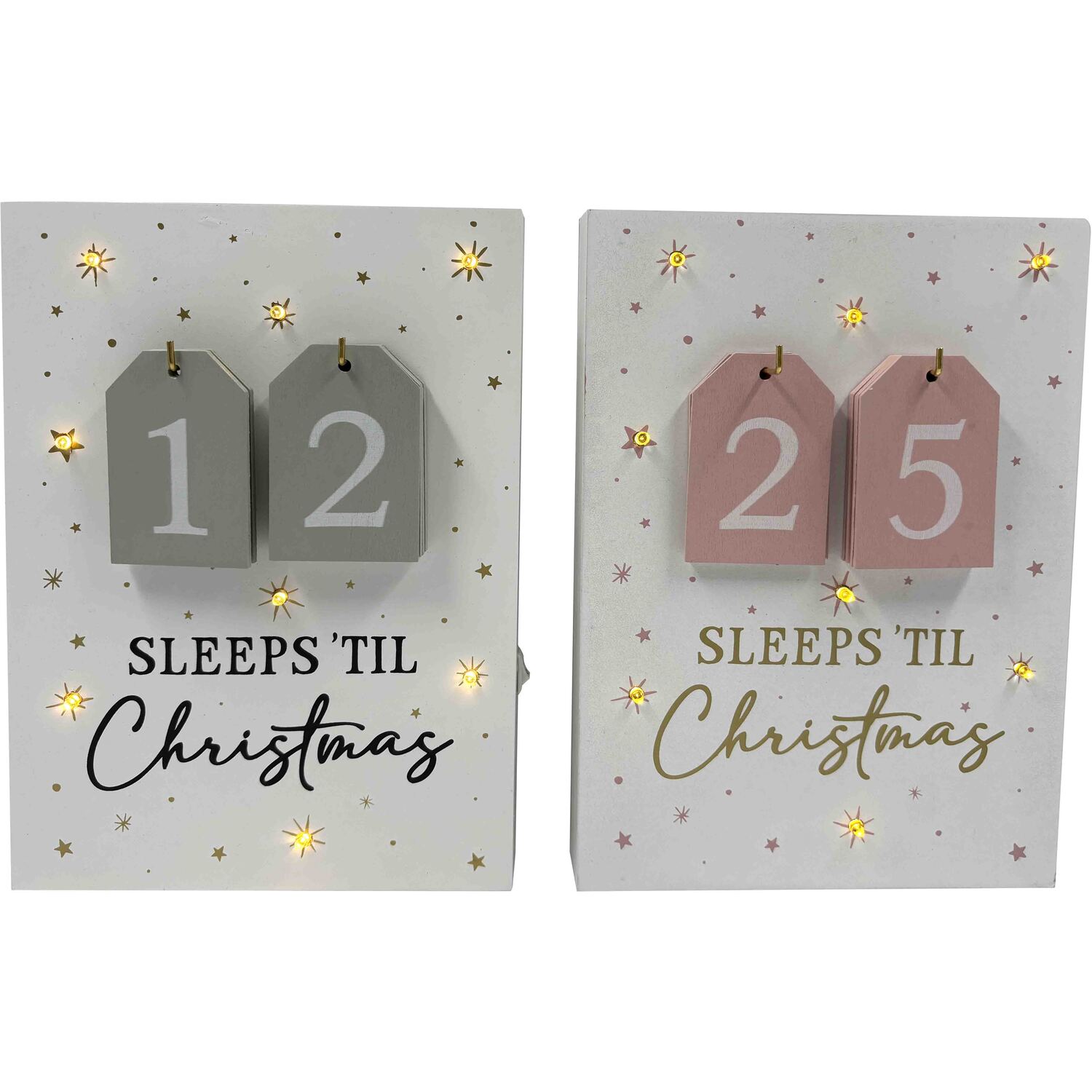 Sleeps Til Christmas LED Advent Calendar - White Image 1