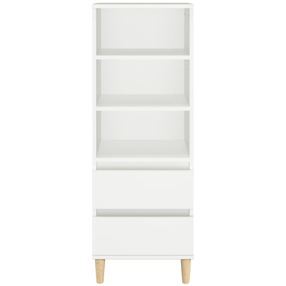 vidaXL 2 Drawer 3 Open Shelf White Highboard with Wooden Legs Image 3