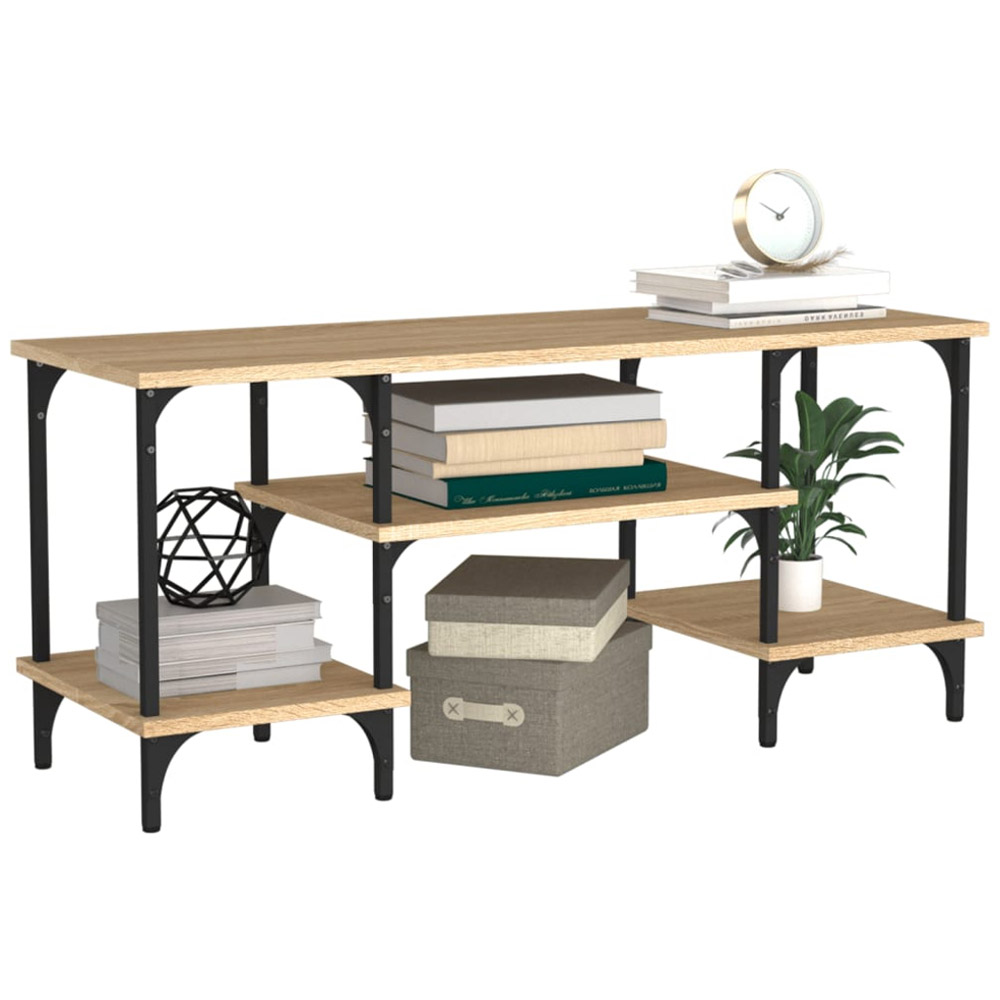 vidaXL 3 Open Shelf Sonoma Oak TV Cabinet with Adjustable Legs Image 4