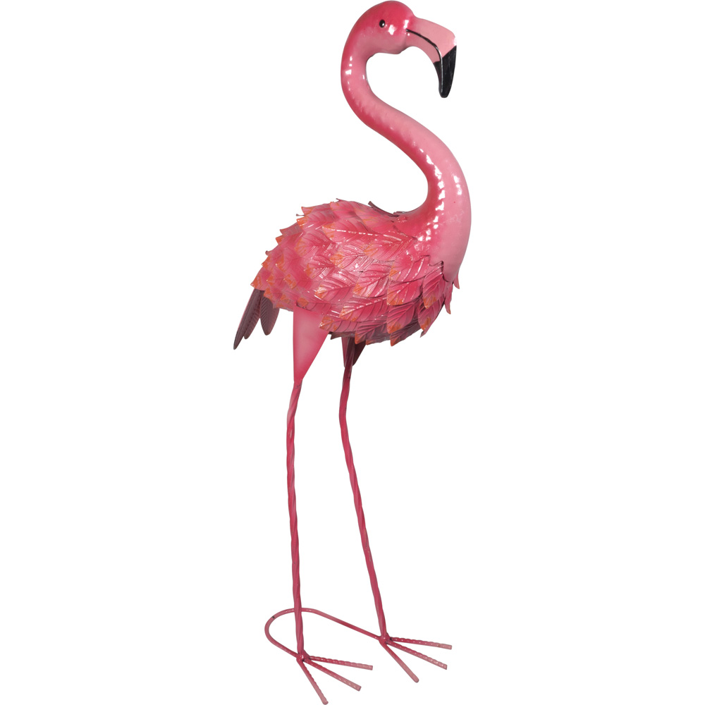 St Helens Pink Metal Flamingo Garden Ornament Image 1