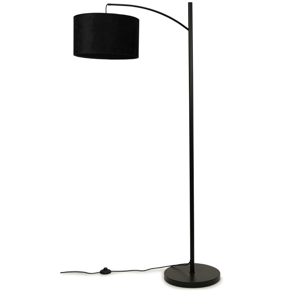 ValueLights Preto Black Velvet Shade Metal LED Floor Lamp Image 1