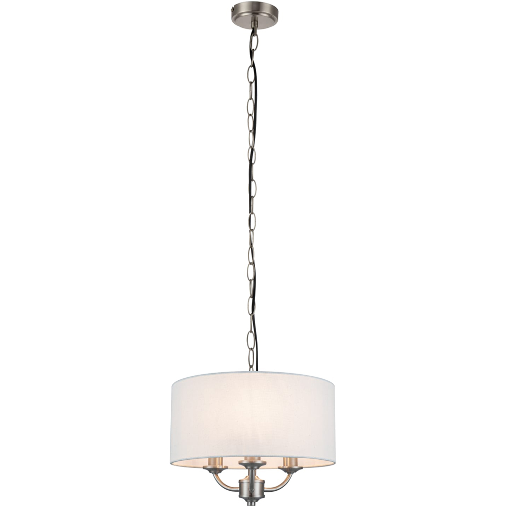 Cosylyte Winston 3 Light Faux Linen Outer Shade Pendant Light Image 1