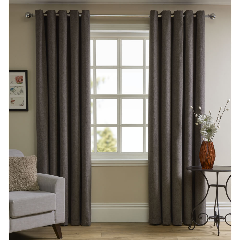 Wilko Charcoal Faux Wool Curtains 167 W x 137cm D Image 1
