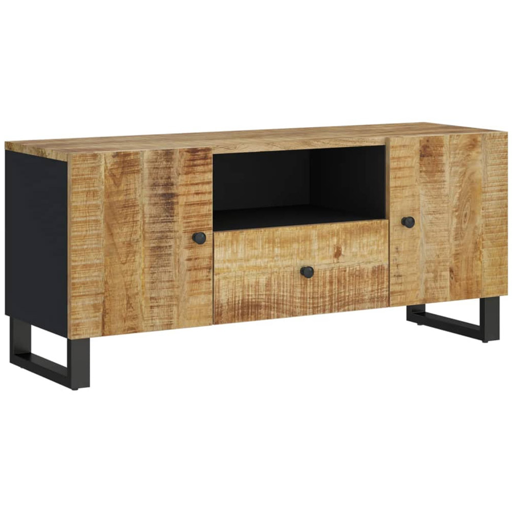vidaXL 2 Door Single Drawer Light Brown TV Cabinet with Metal Stand Image 2