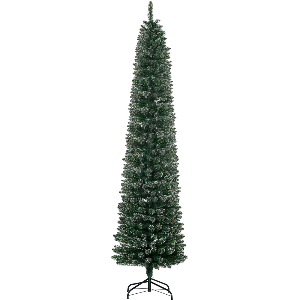 Everglow Snow Dipped Green Artificial Christmas Pencil Tree 7.5ft Image 1