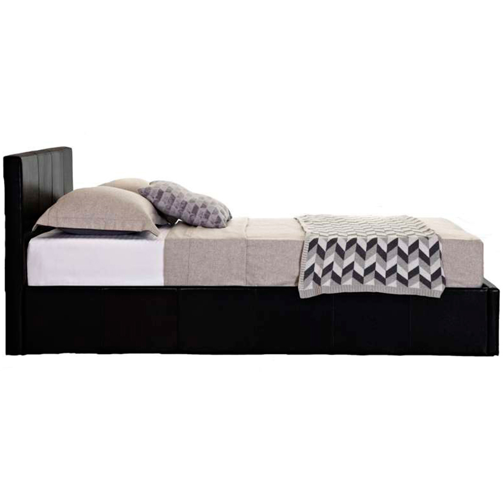 Berlin Double Black Faux Leather Ottoman Bed Image 3