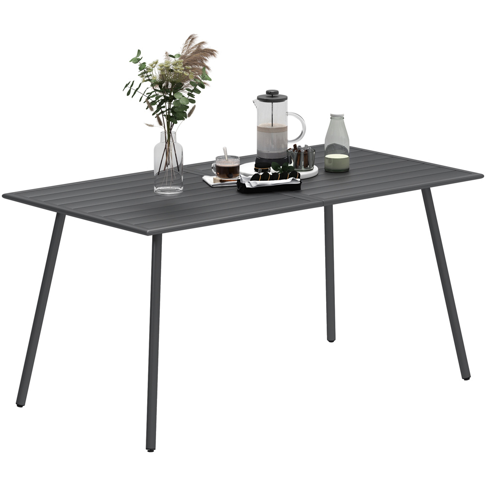 Outsunny 6 Seater Slate Top Steel Garden Dining Table Grey Image 2