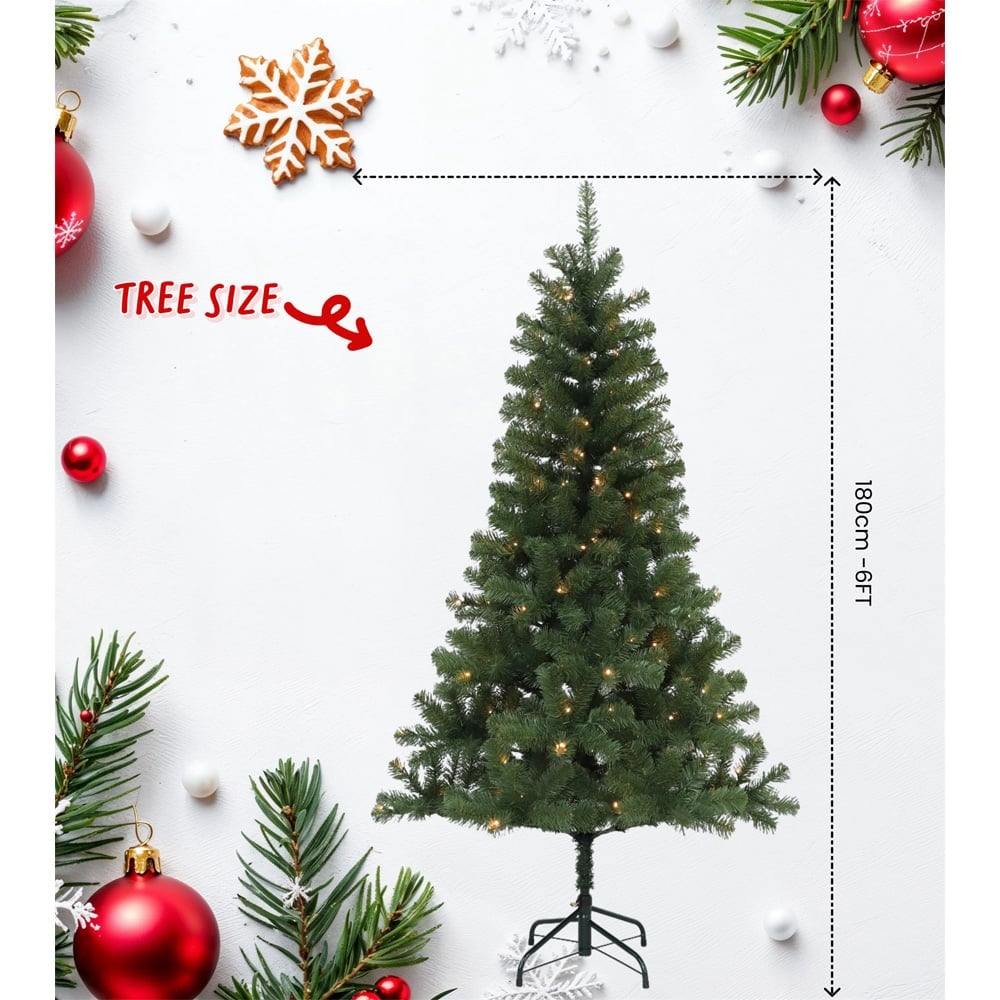 Festive Christmas 150 Warm White LED Pre-Lit Winter Fir Artificial Christmas Tree 6ft Image 8