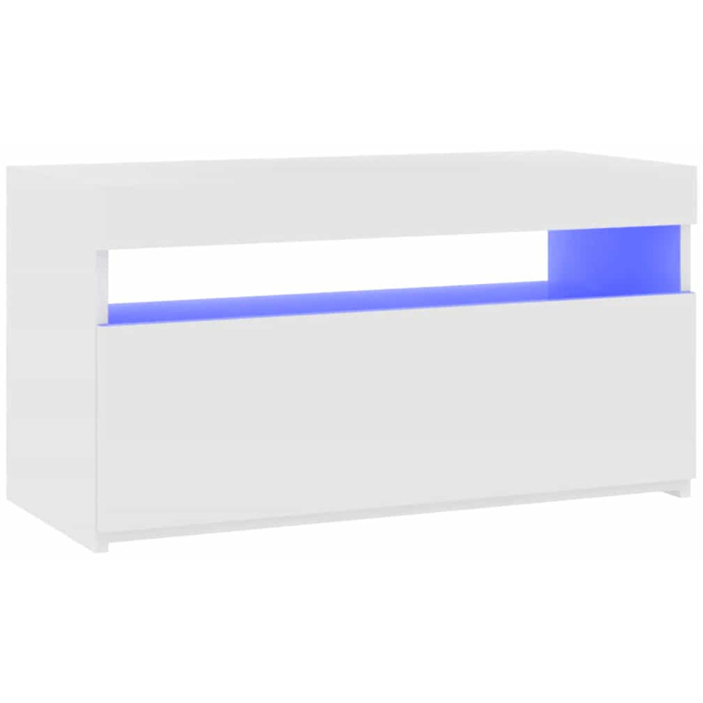 vidaXL Single Door Single Shelf White TV Cabinet with LED Lights Image 7