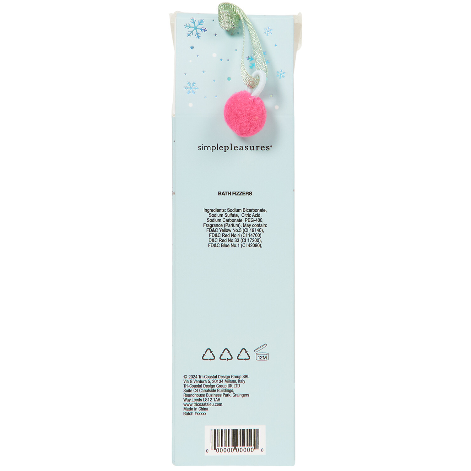 Set of 3 Snow Furries Bath Fizzers 50g - Blue Image 3