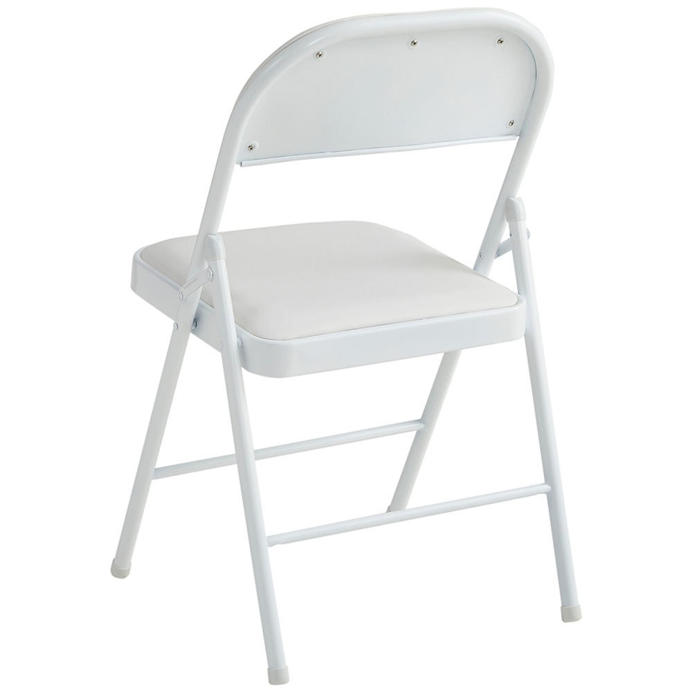 White Padded Folding Metal Dining Chairs Image 3