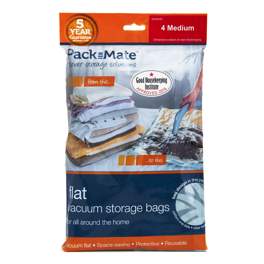 Wilko Vacuum Storage Bags (2 Pack) - Small & Medium Sizes - Space Saving & Waterproof For Travel Or Home