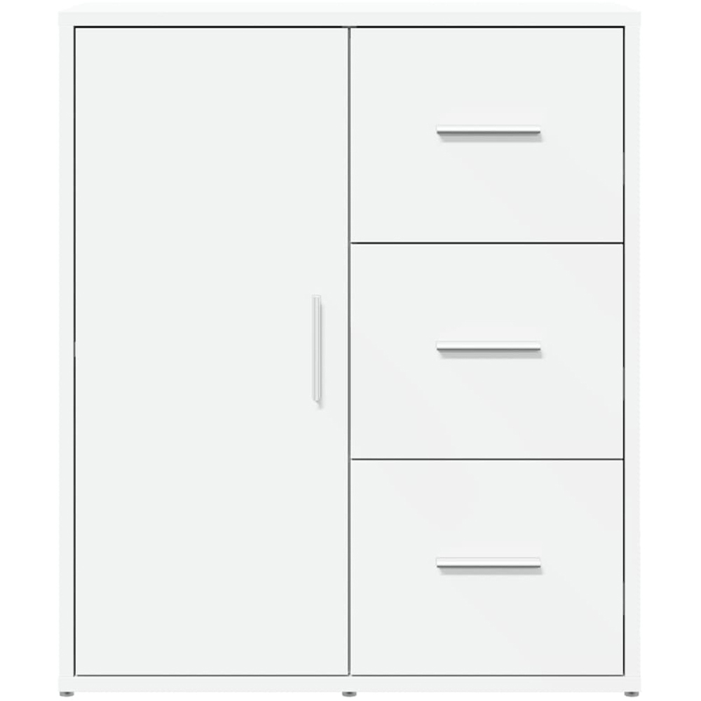vidaXL Single Door 3 Drawer White Sideboard Image 4