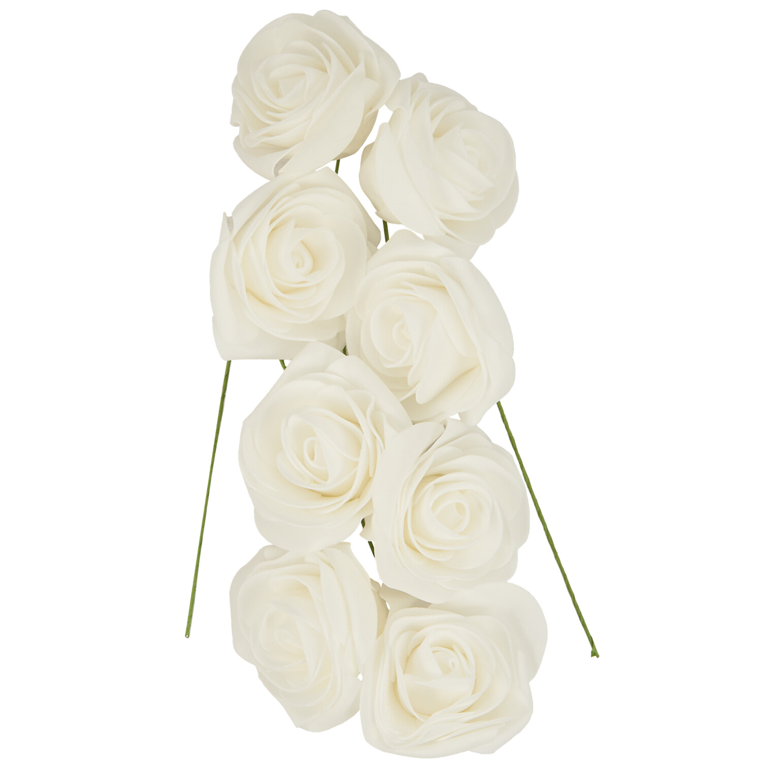Pack of 8 Rose Heads Ivory - Ivory Image 3