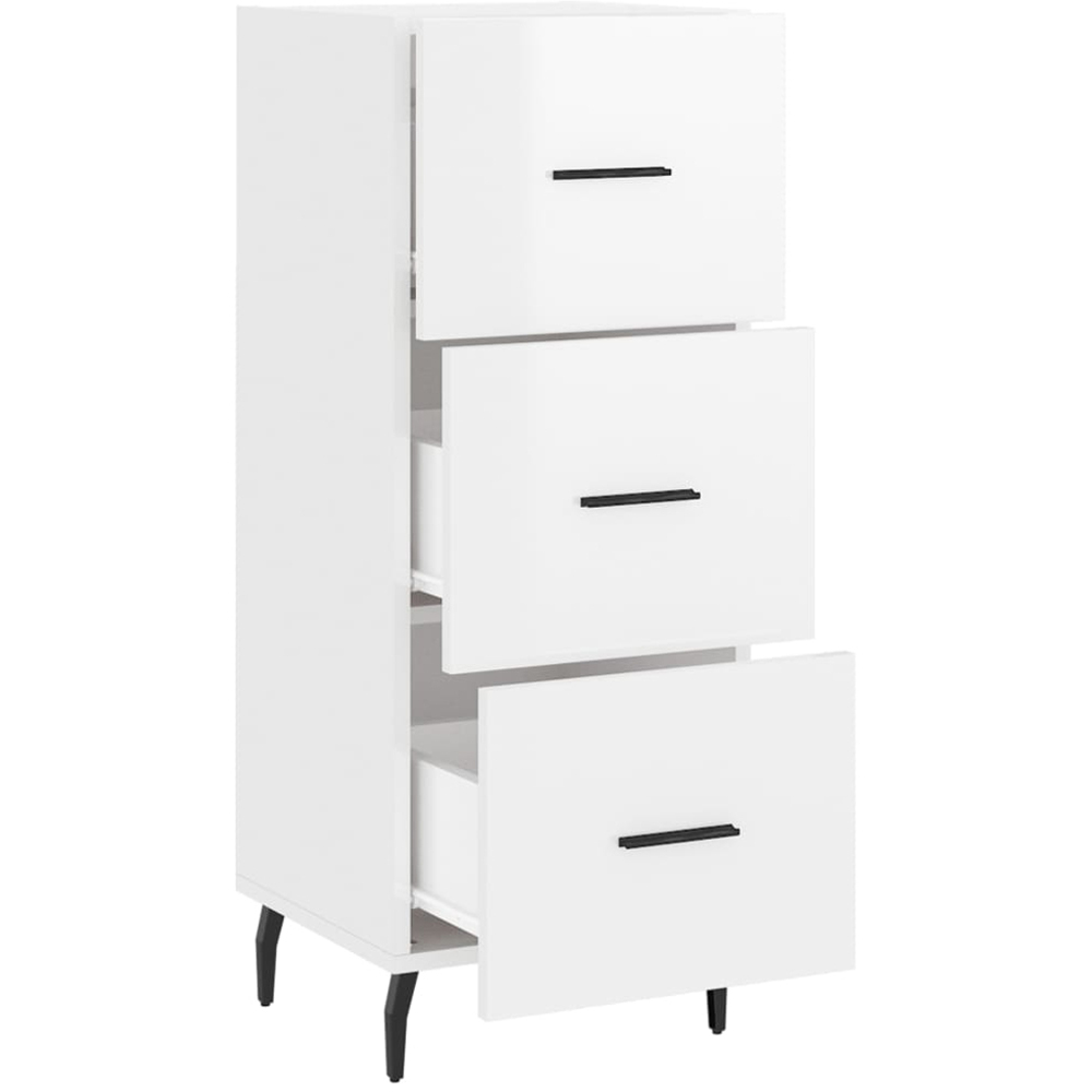vidaXL 3 Drawer High Gloss White Sideboard Image 5