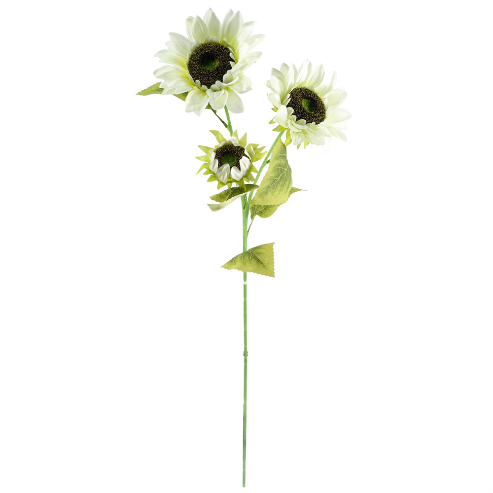 Leaf White and Yellow Sunflower Mix Artificial Flower Bundle with Glass Vase 80cm 8 Pack Image 3