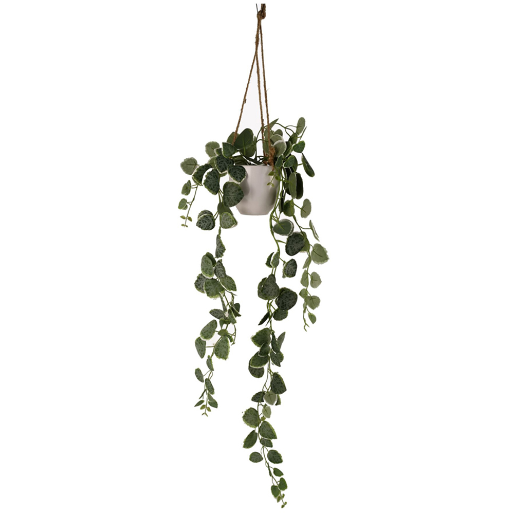 Leaf Green Trailing String of Hearts Hanging Artificial Plant in Pot 3ft Image 1