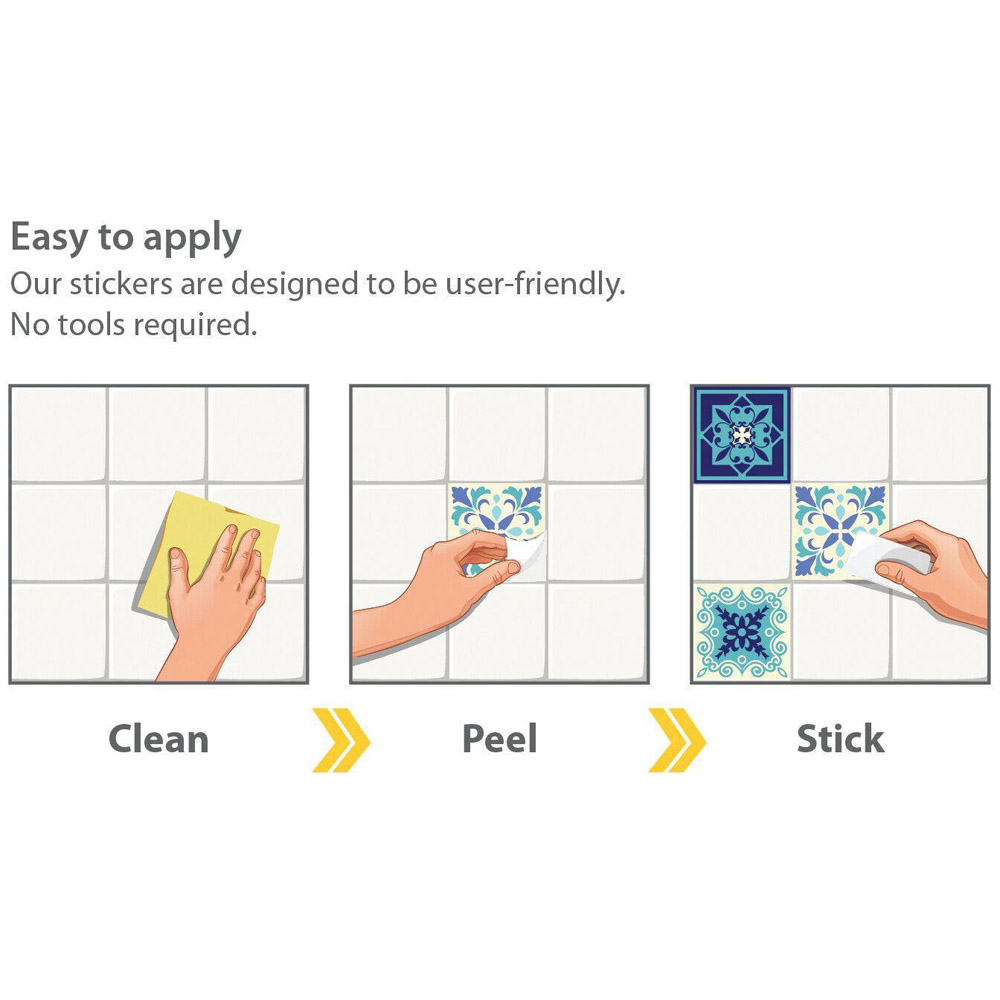 Walplus Daliah Blue Turquoise Mediterranean Tile Sticker 24 Pack Image 5
