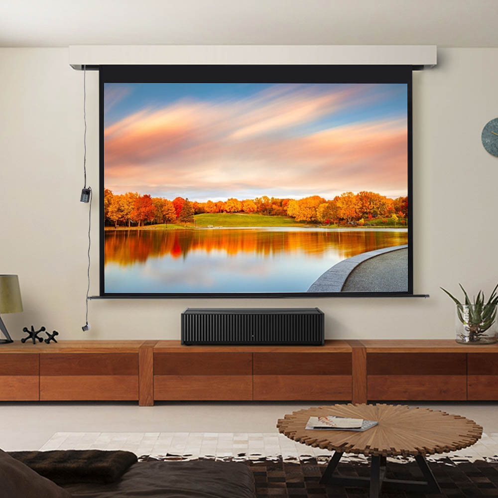 Living and Home Wall Mount Electric Projector Screen with Remote Control 120 inch Image 2