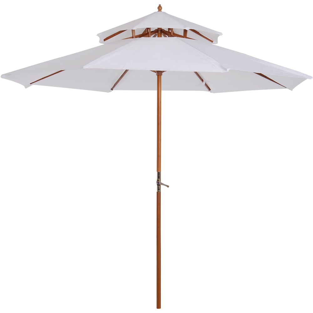 Outsunny White Double Tier Crank Handle Parasol 2.7m Image 1