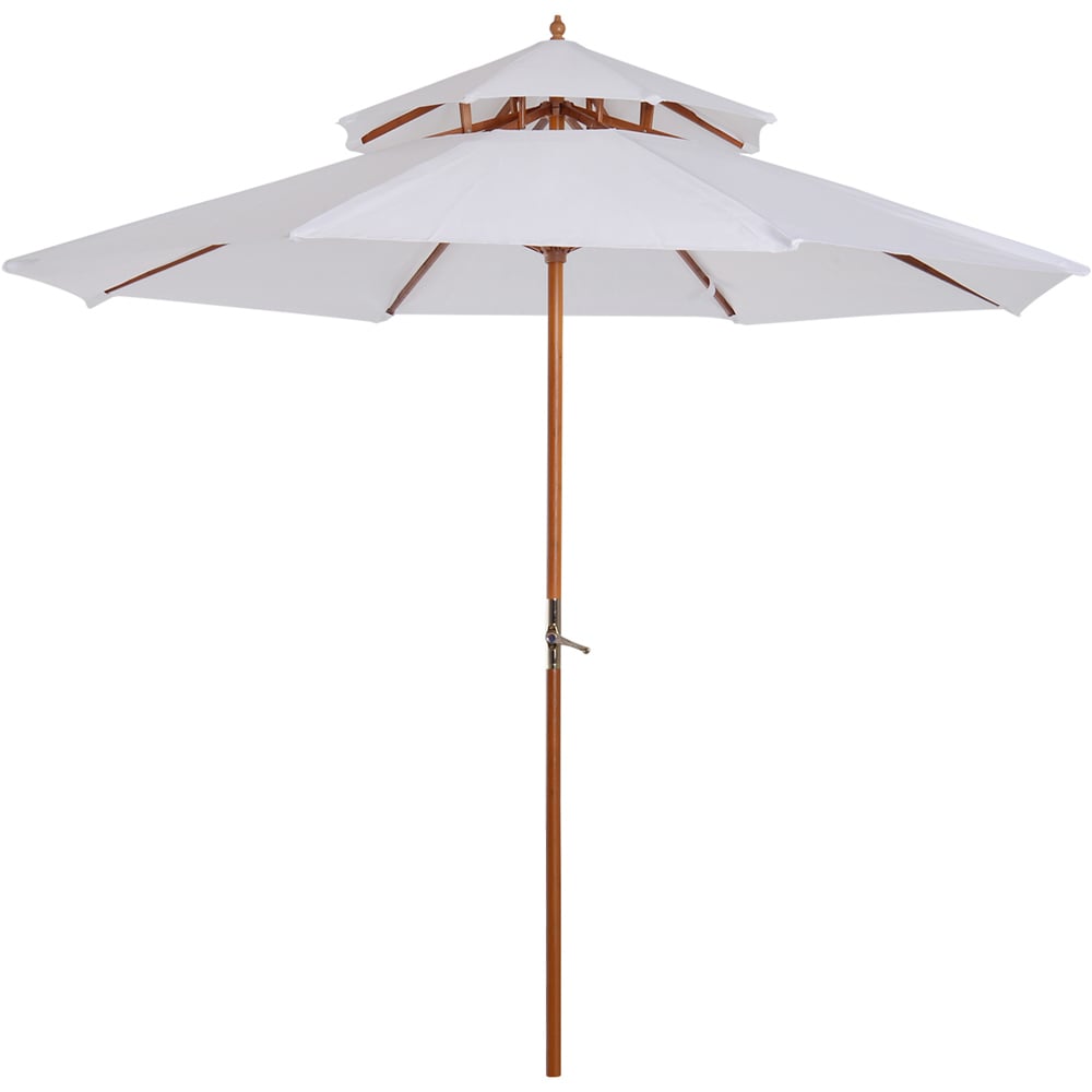 Outsunny White 2 Tier Crank Handle Parasol 2.7m Image 1