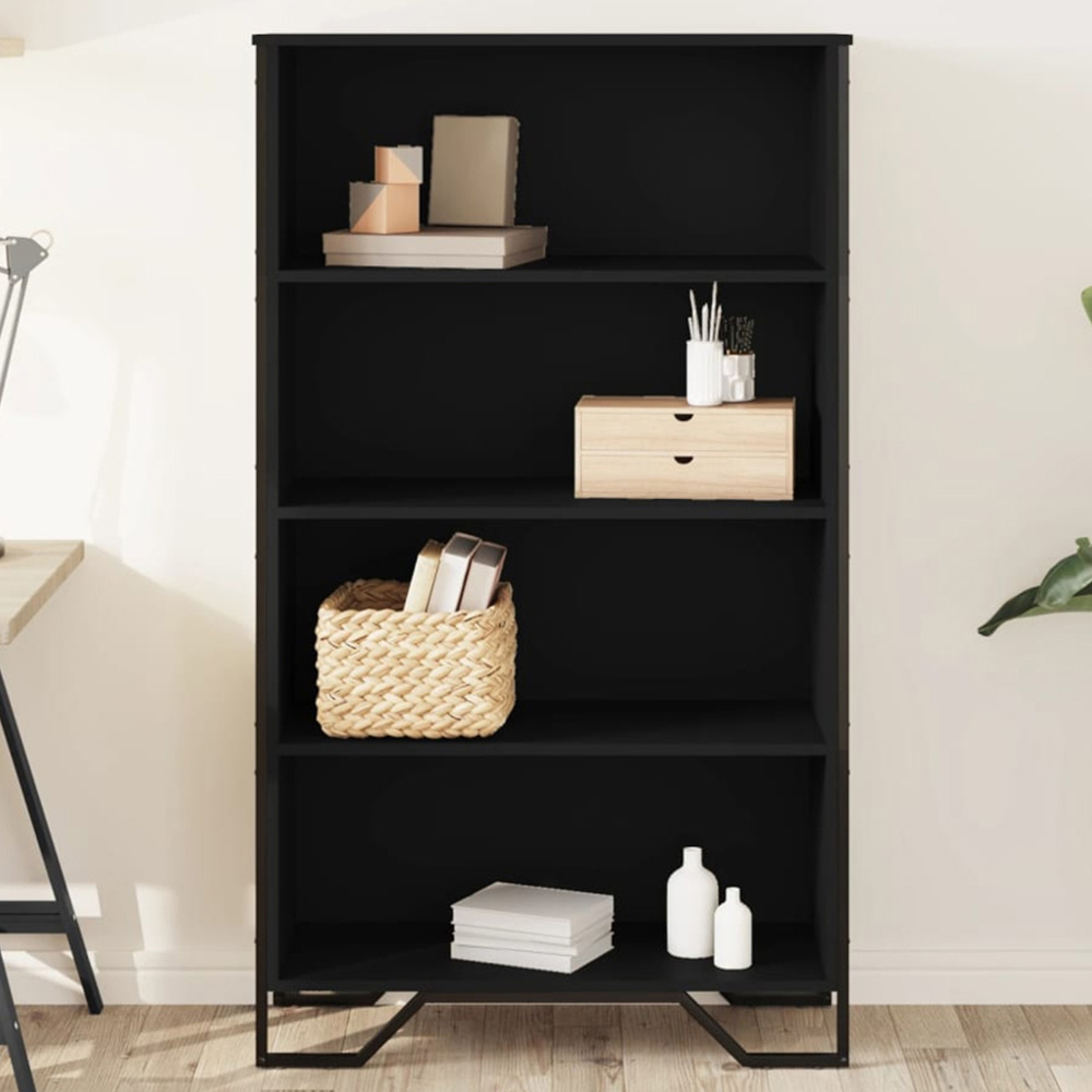 vidaXL 4 Shelf Black Bookcase Image 1