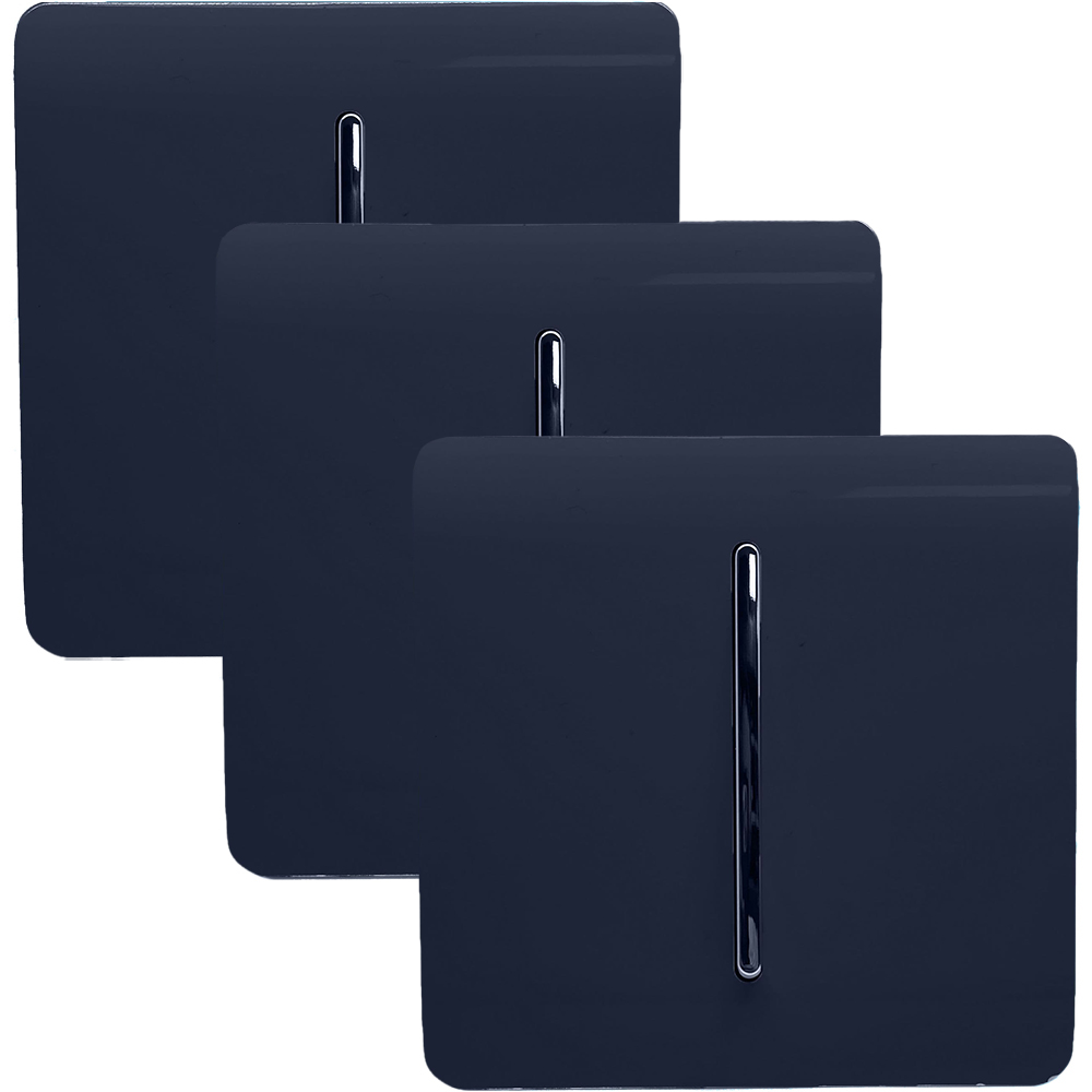 Trendi Switch 1 Gang 1 or 2 Way Navy Blue Rocker Light Switch 3 Pack Image 1