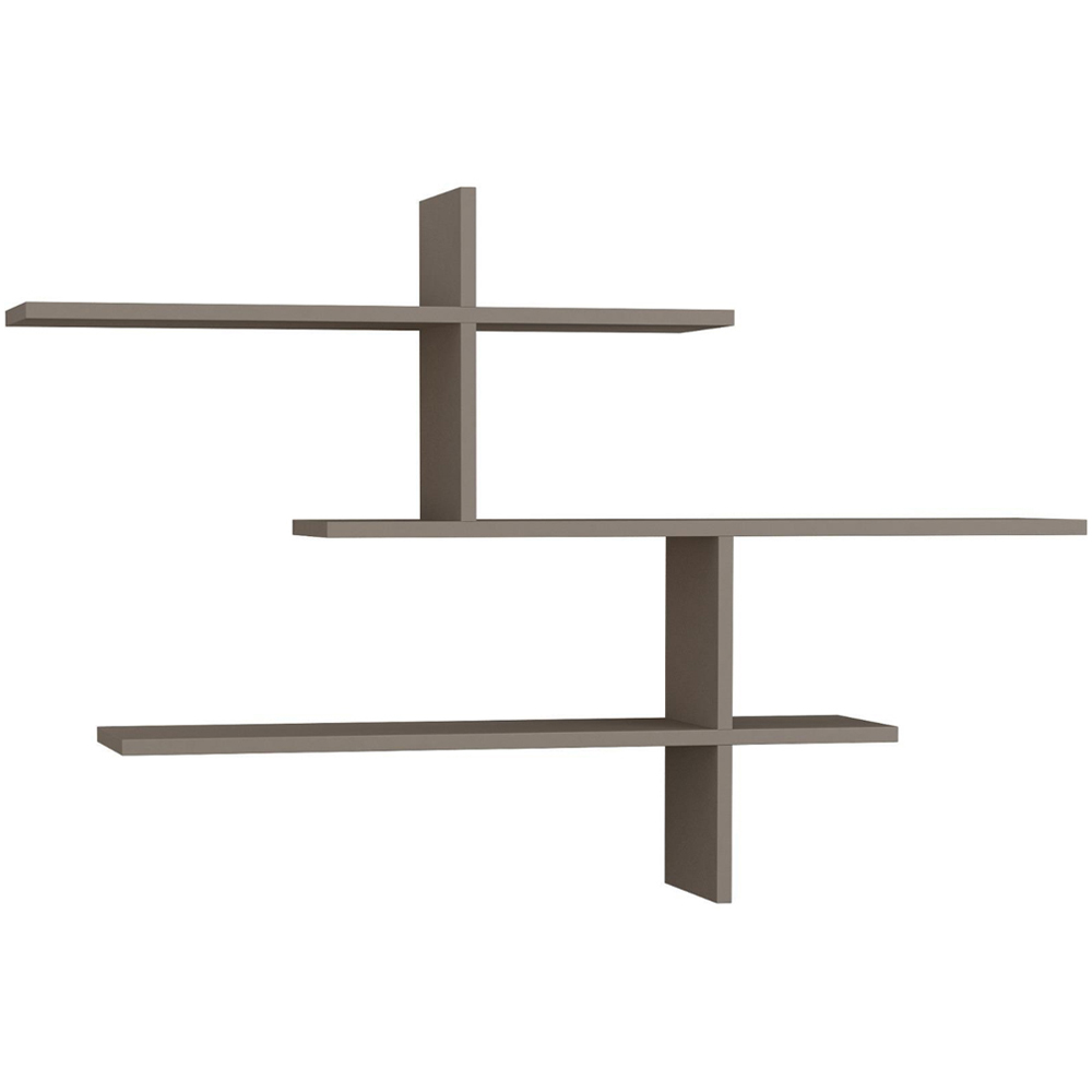 Decortie Leo 3 Shelf Mocha Grey Modern Floating Bookcase Image 2