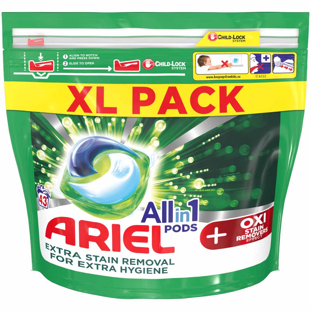 Ariel +Fibre Protection All-in-1 Pods Washing Liquid Capsules 43 Washes Image 1