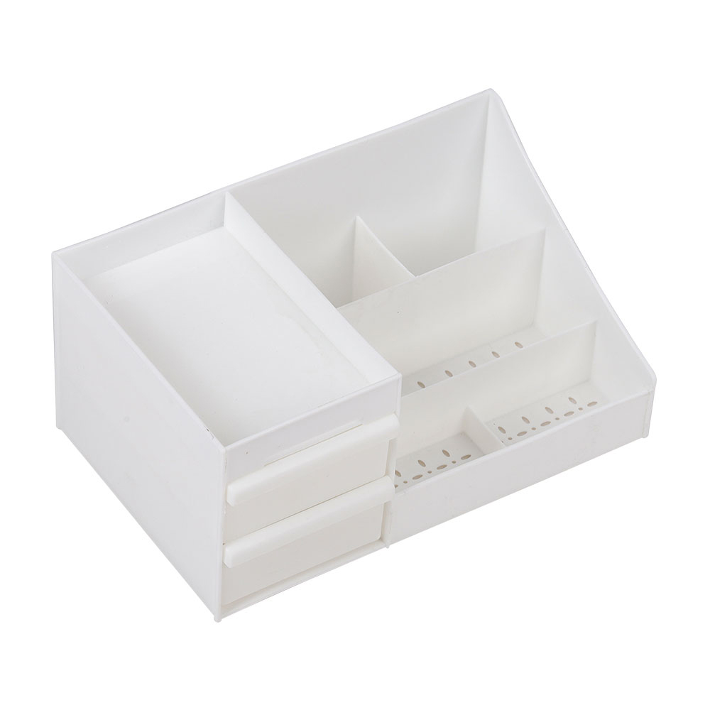 Living and Home Small White Makeup Organiser with 2 Drawers Image 3