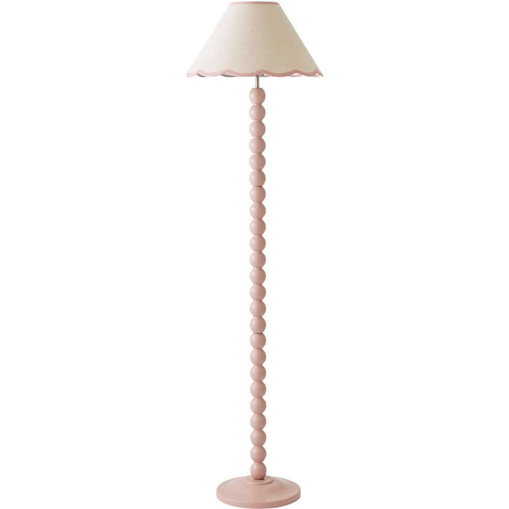 ValueLights Bobbins Pink Scallop Shade Rose Pink LED Floor Lamp Image 1