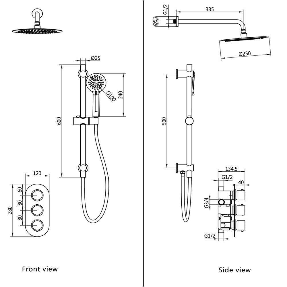 Bathstore Azure Matt Black Thermostatic Shower Valve Kit Image 7