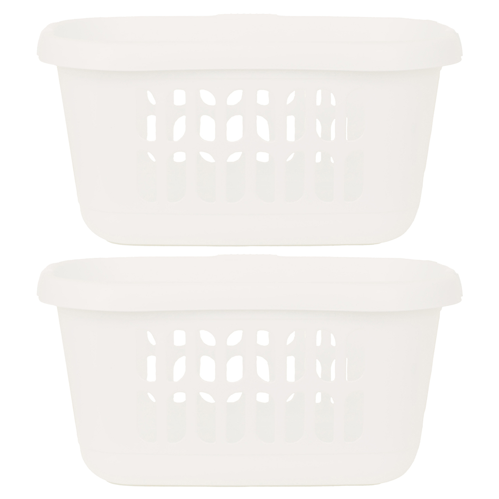 2 x Wham Casa Plastic Hipster Laundry Basket Soft Cream Image 1