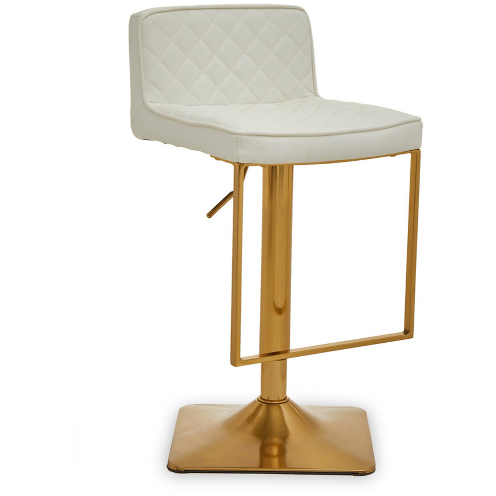 Premier Housewares Baina White and Gold Square Base Bar Stool Image 2