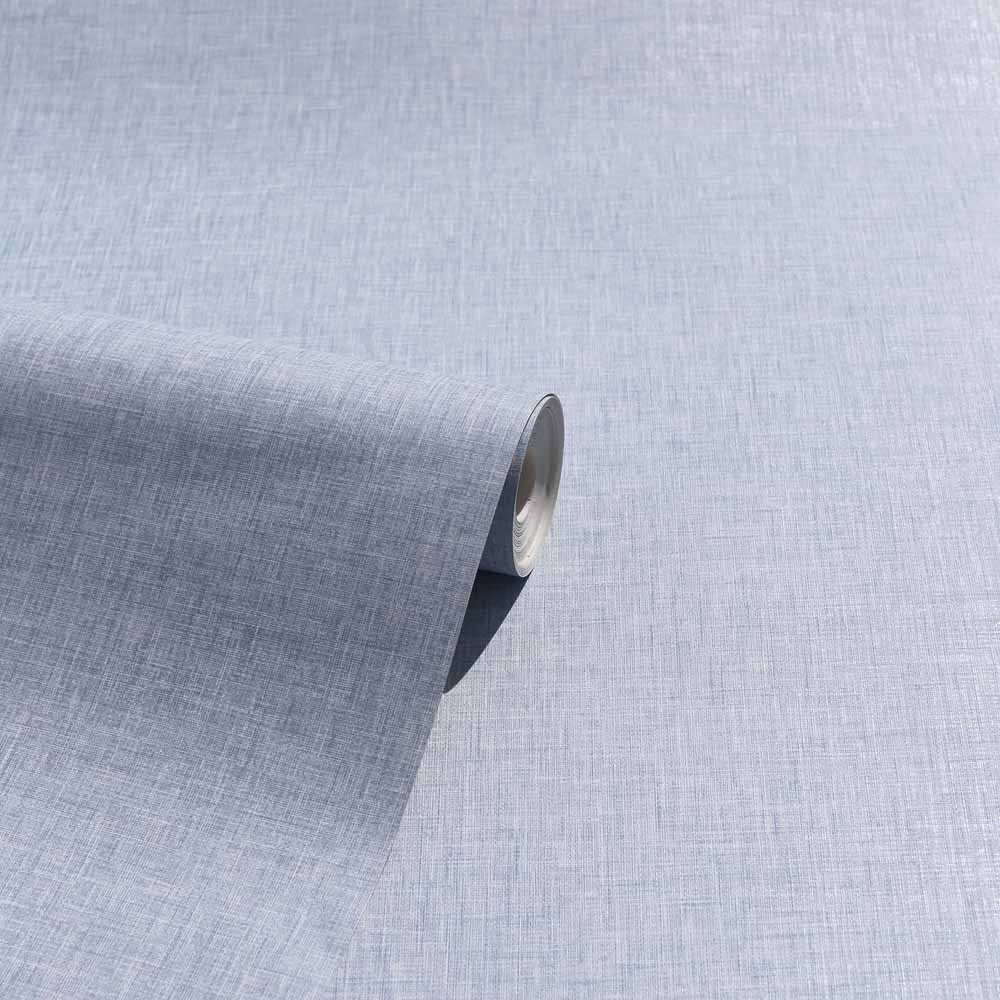 Arthouse Linen Texture Vintage Blue White Wallpaper Wilko