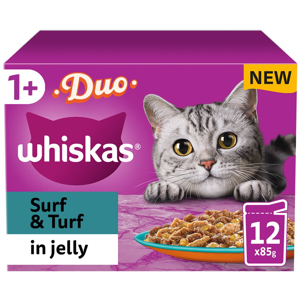 Whiskas Surf and Turf in Jelly Adult Cat Wet Food Pouches 85g Case of 4 x 12 Pack Image 2