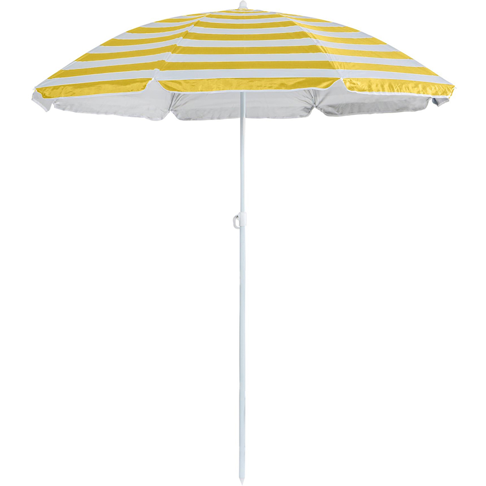 Harbour Housewares Yellow Stripe Metal Beach Parasol 1.8m Image 1