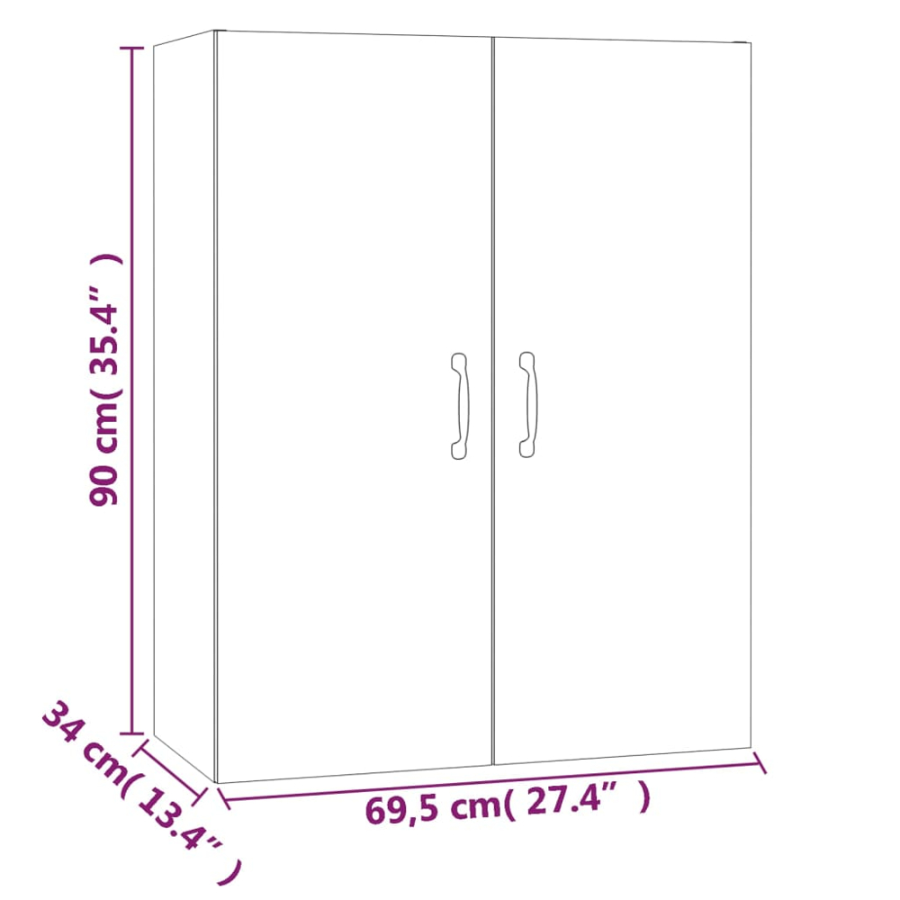 vidaXL 2 Door Concrete Grey Wall Cabinet Image 8