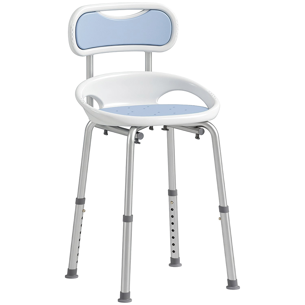 HOMCOM Back Height Adjustable Shower Chair with Side Support Image 1