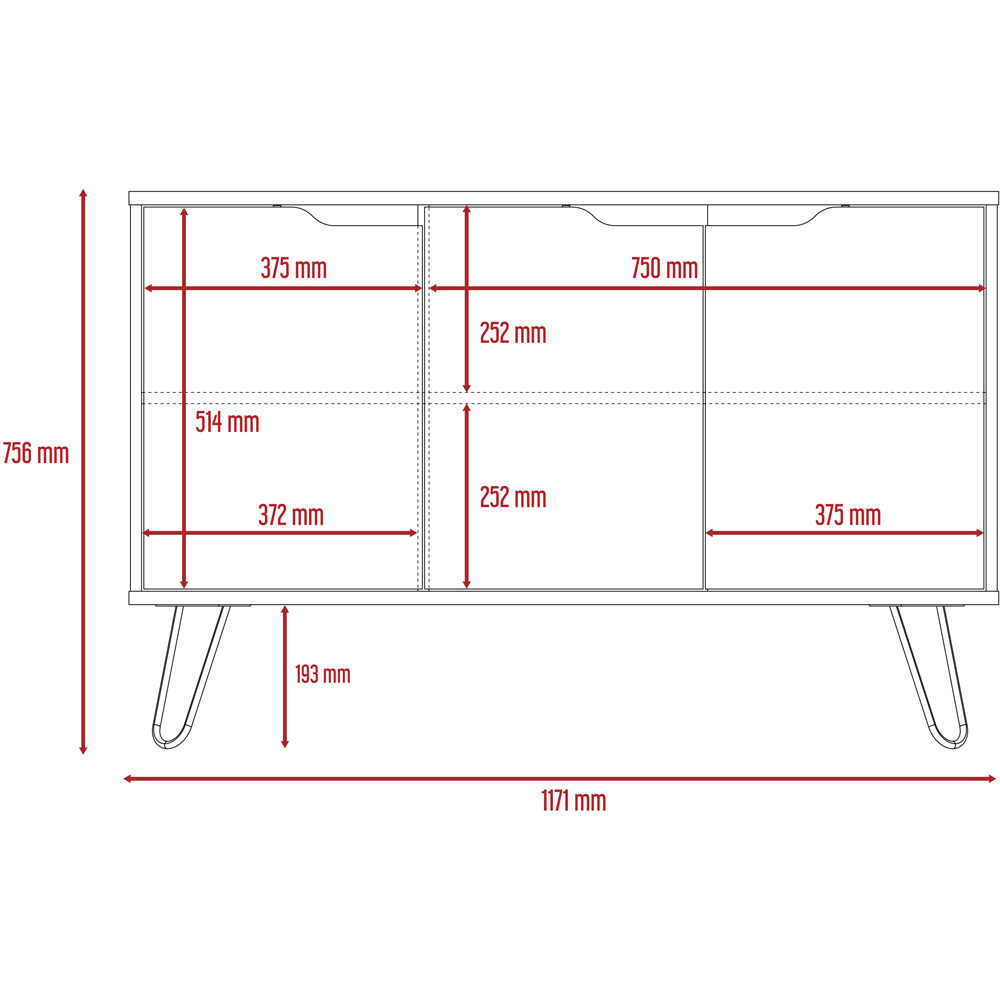 Core Products Manhattan 3 Doors Pine and Grey Medium Sideboard Image 6