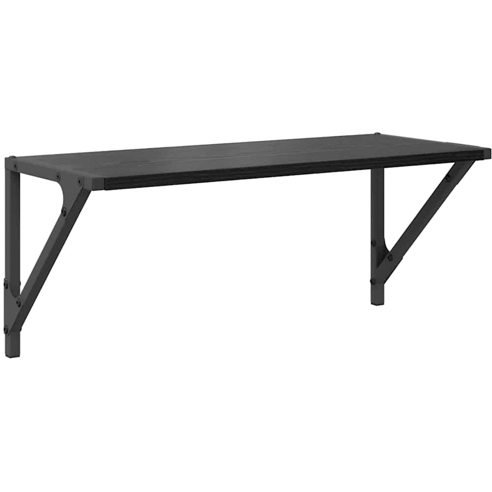 vidaXL 60 x 25cm Black Oak Wall Shelf Set of 2 Image 4
