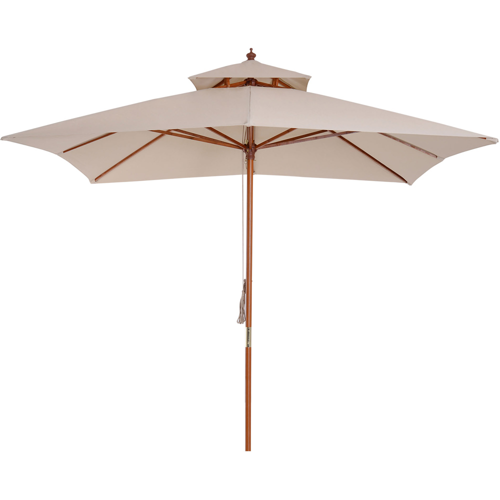 Outsunny Beige Double Tier Crank Handle Parasol 3m Image 1
