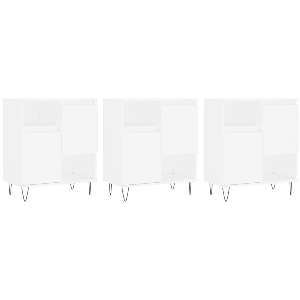 vidaXL 2 Door 2 Shelf White Sideboard Set of 3 Image 2